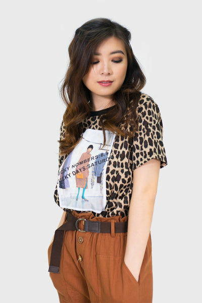 Leopard zara lucky days with knitted round neck