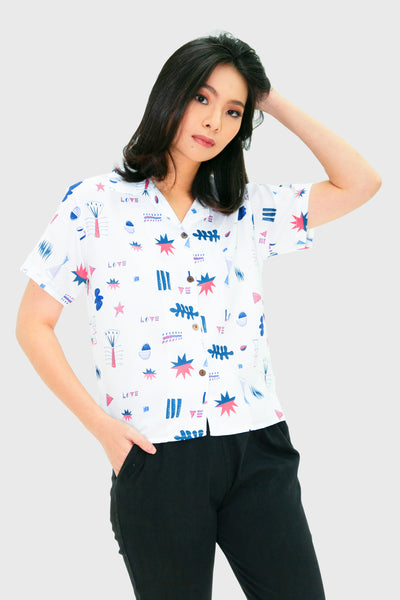 Colored pointy graphic button down
