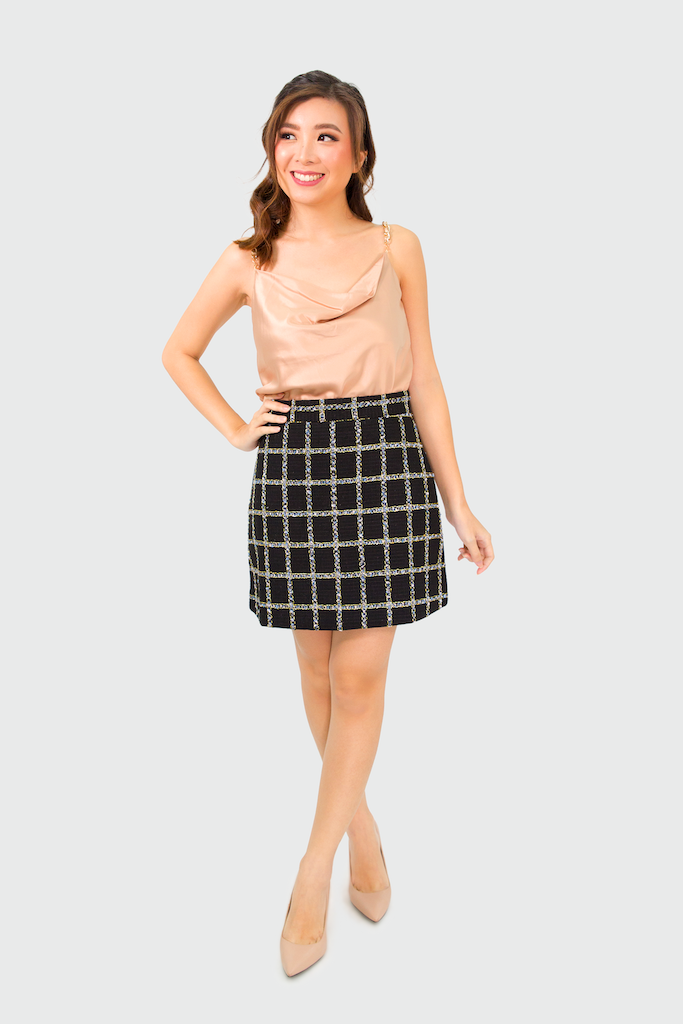 Black Tweed Skirt -Medium