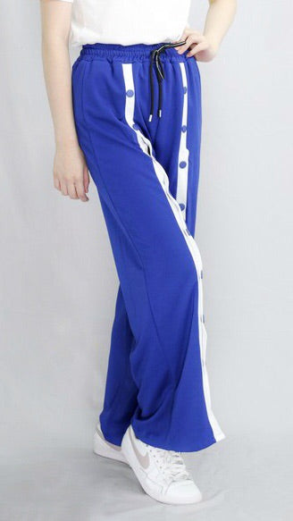 Royal blue pants with center detachable slit