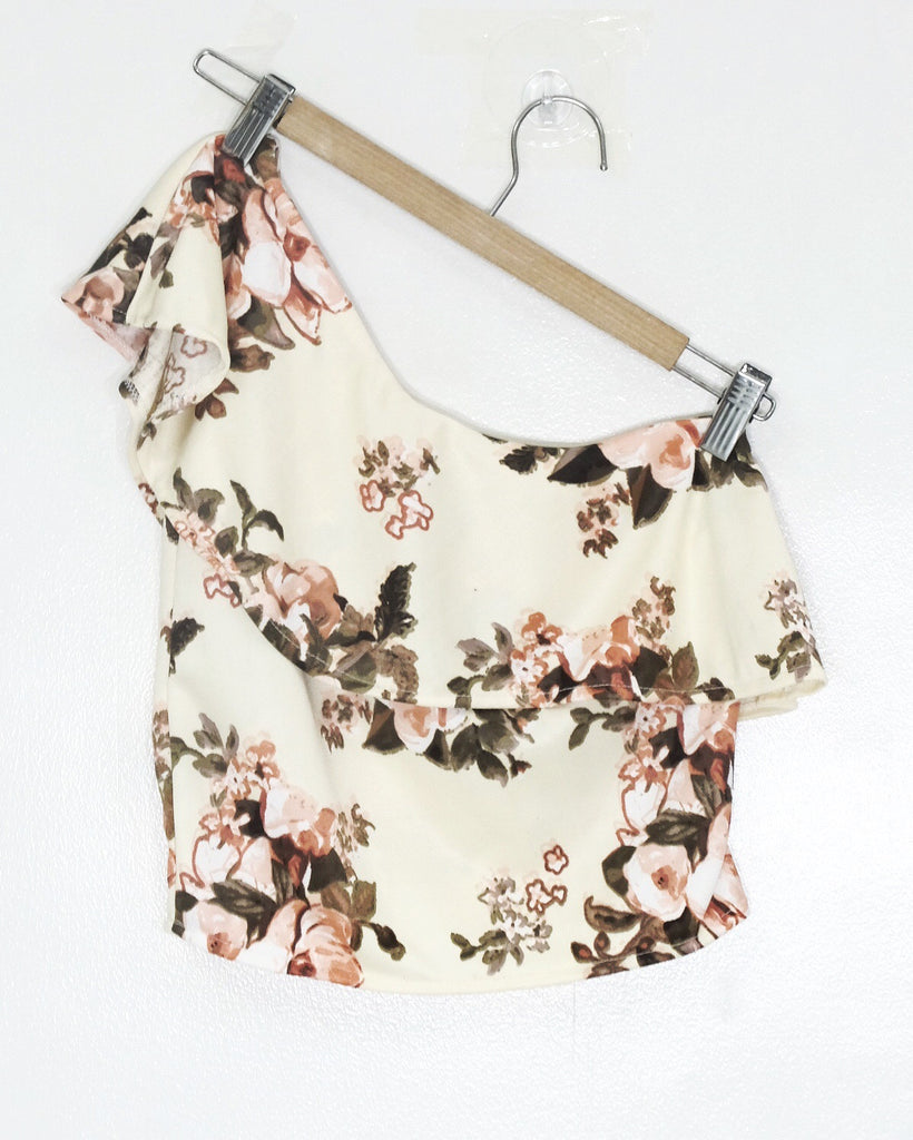 Cream one side floral top