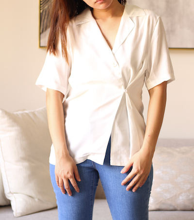White One Button  Luxe Short Sleeve