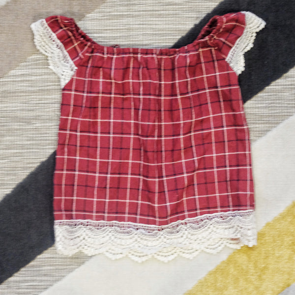 Maroon gingham lace